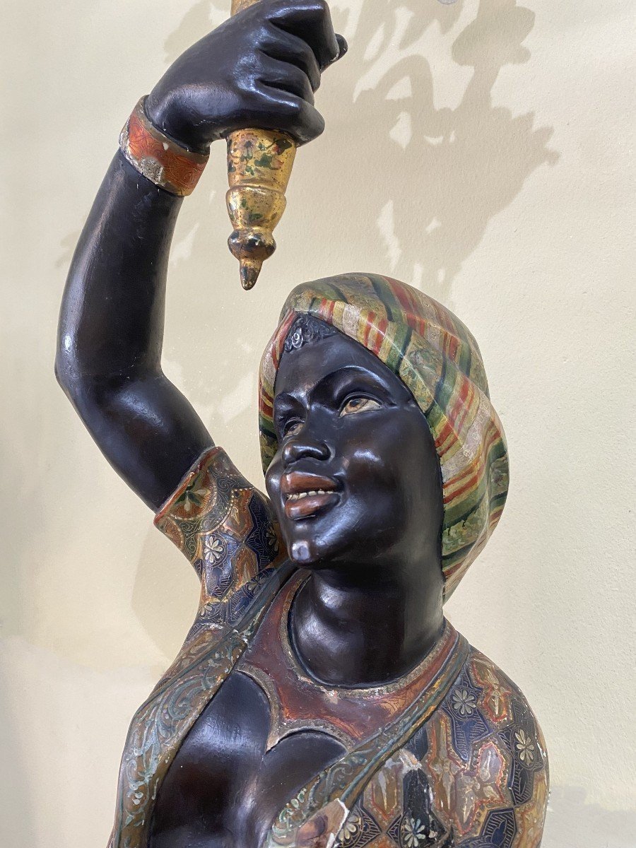 Sculptures En Couple Représentant Les Maures, Venise Seconde Moitié Du XVIIIe Siècle-photo-2