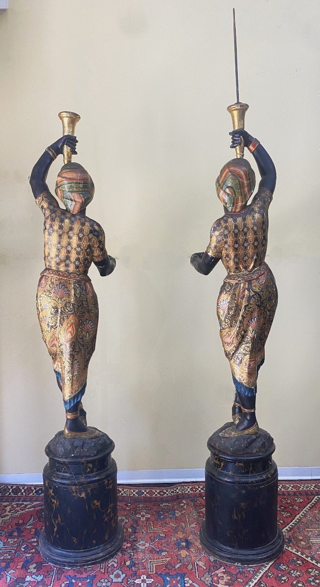 Sculptures En Couple Représentant Les Maures, Venise Seconde Moitié Du XVIIIe Siècle-photo-3