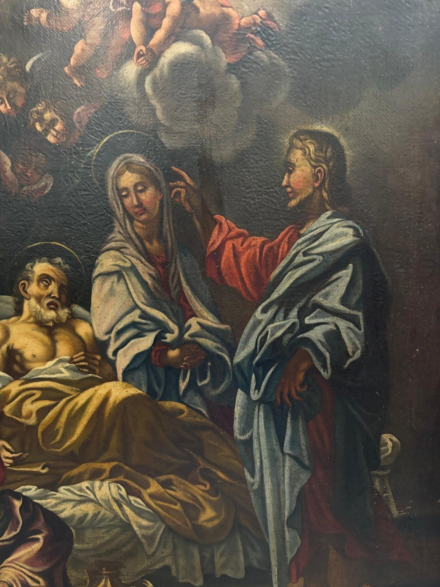 huile sur toile représentant la mort de saint Joseph-photo-2