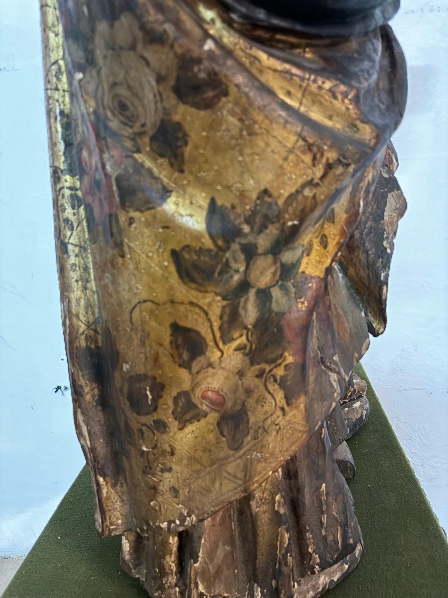 Sculpture en bois polychrome et doré – Saint Luc l'Évangéliste-photo-3