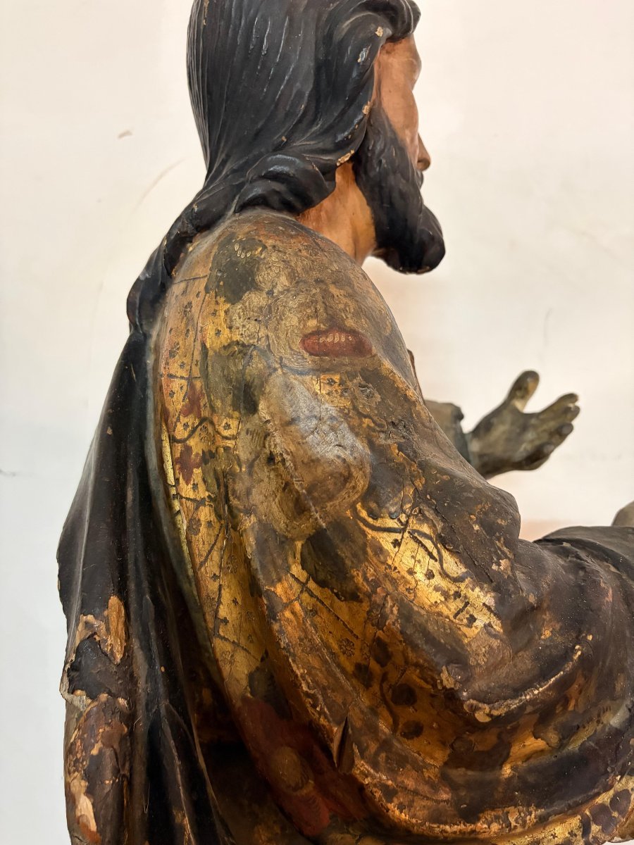 Sculpture en bois polychrome et doré – Saint Luc l'Évangéliste-photo-4
