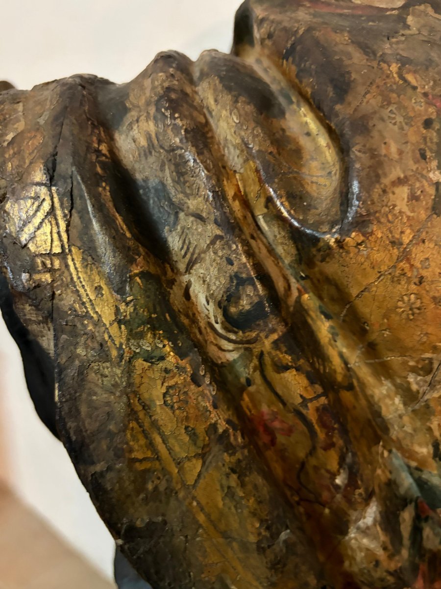 Sculpture en bois polychrome et doré – Saint Luc l'Évangéliste-photo-7