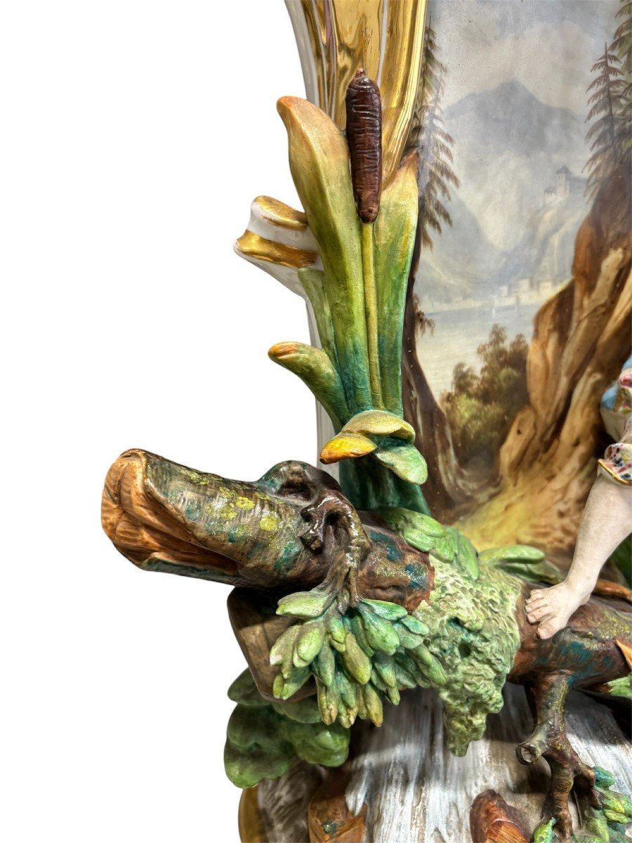 Pair Of Large Vases From Old Paris, France 1830-1860.-photo-2