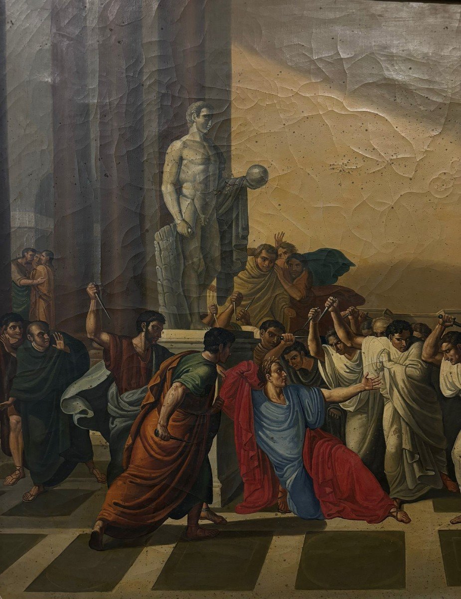 Oil On Canvas Depicting The Death Of Caesar-photo-2