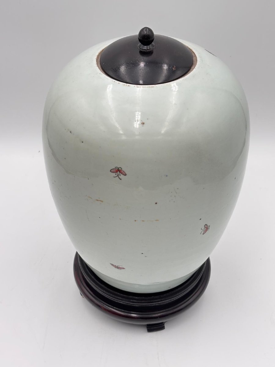 Vase en porcelaine chinoise décoré d'oiseaux et de branches fleuries,-photo-3