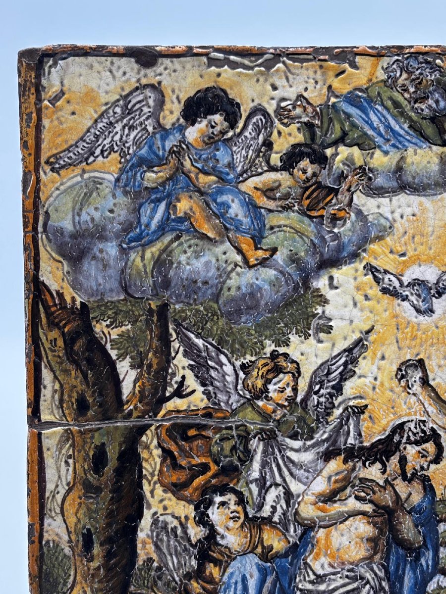 18th-century Neapolitan Majolica – Baptism Of Christ-photo-3