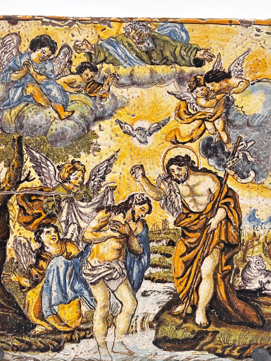 18th-century Neapolitan Majolica – Baptism Of Christ-photo-4