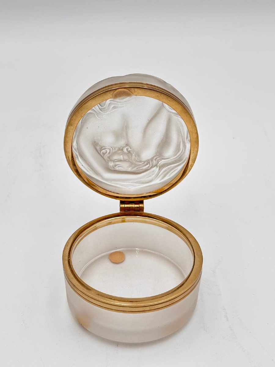 Lalique France Boîte en Cristal Satiné avec Figure Féminine – Art Nouveau-photo-2
