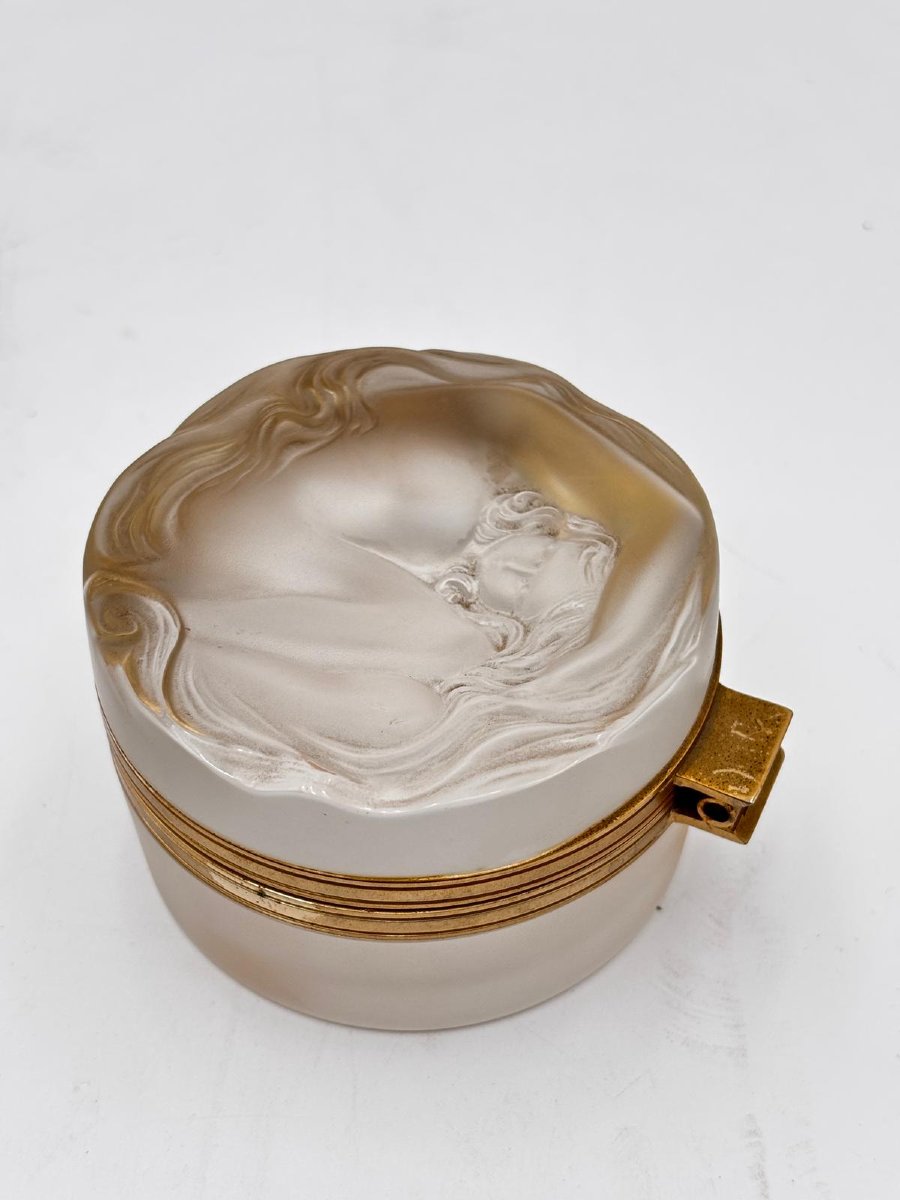 Lalique France Boîte en Cristal Satiné avec Figure Féminine – Art Nouveau-photo-4