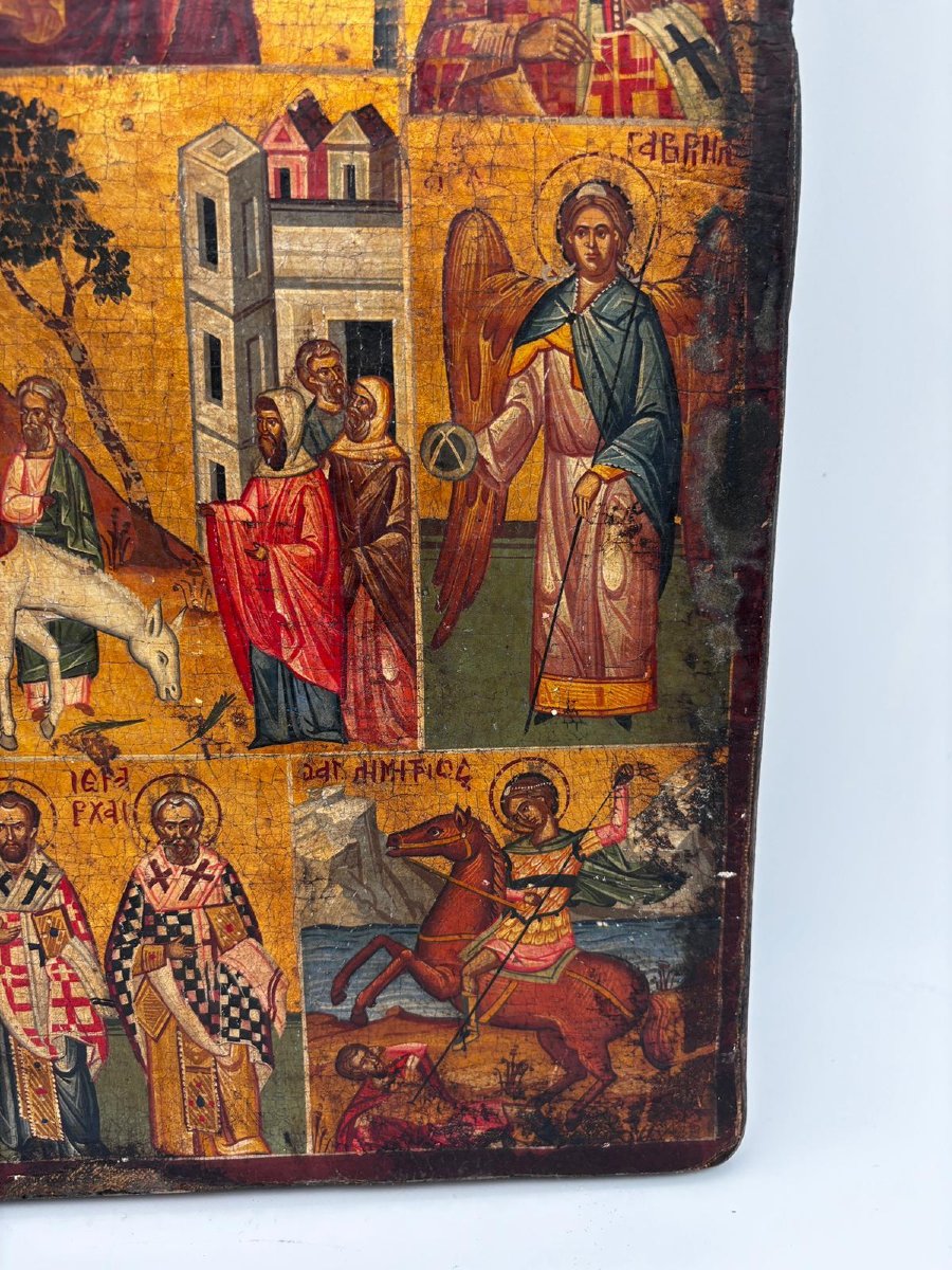 Russian Icon Depicting The Mother Of God And Scenes From The Life Of Christ And The Saints – 19th Century-photo-4