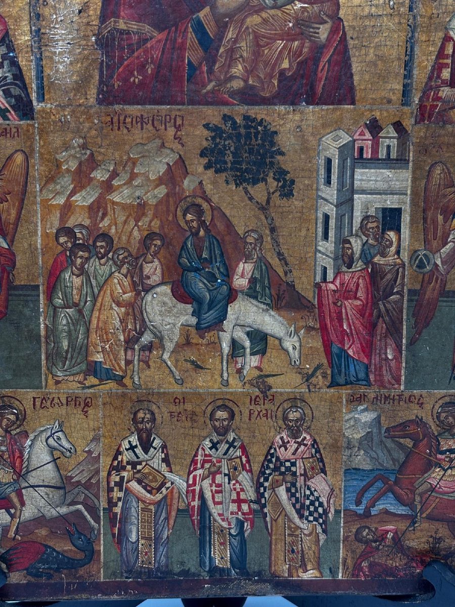 Russian Icon Depicting The Mother Of God And Scenes From The Life Of Christ And The Saints – 19th Century-photo-2