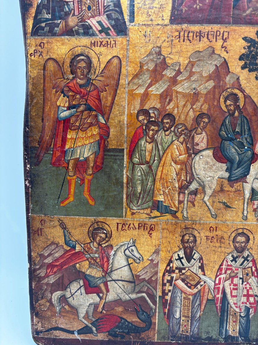 Russian Icon Depicting The Mother Of God And Scenes From The Life Of Christ And The Saints – 19th Century-photo-4