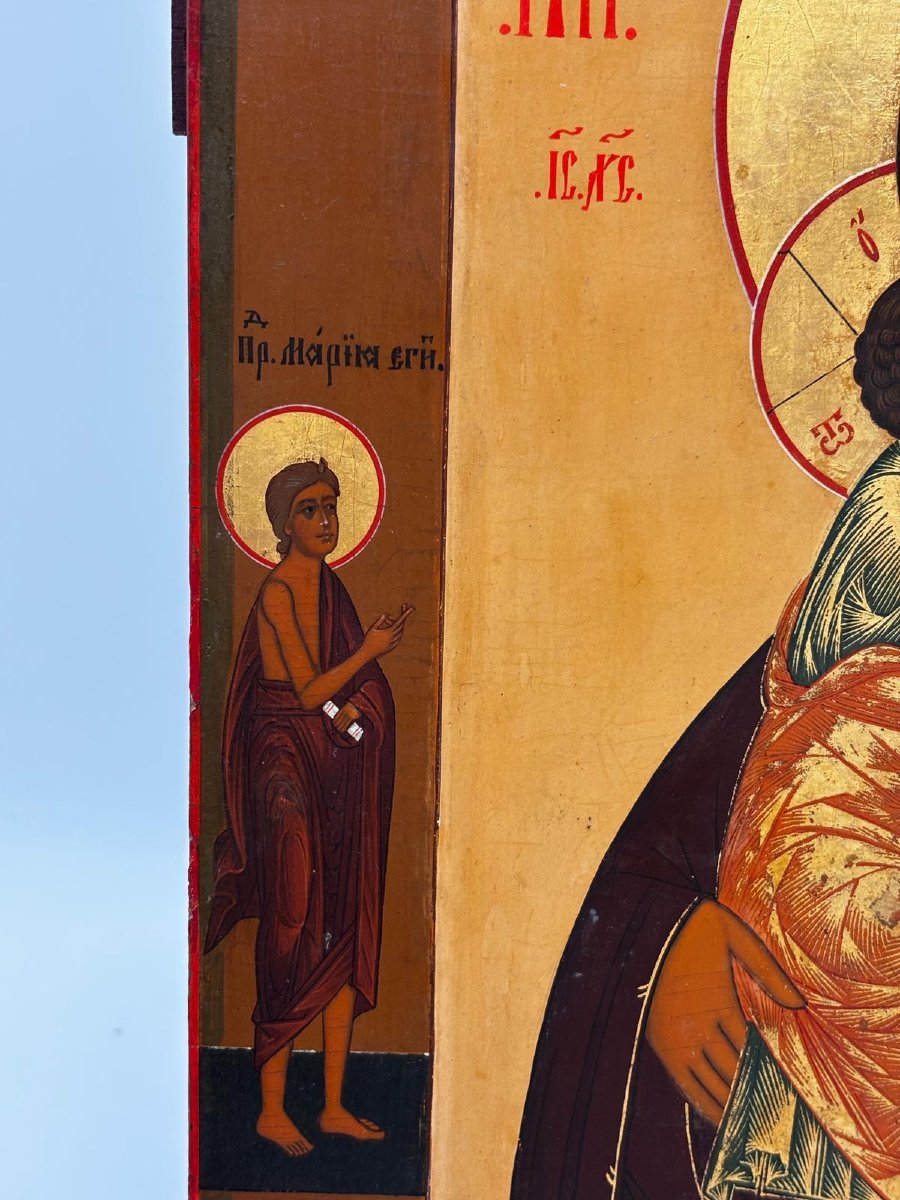 Russian Icon Of The Mother Of God “eleousa” (tenderness) – 19th Century; Tempera On Wood, Gold Ground-photo-2