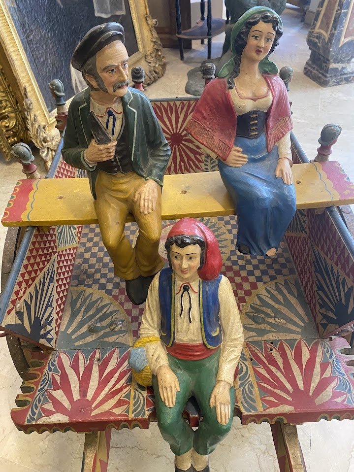 Trapani Craftwork, First Half Of The 20th Century, Sicilian Cart-photo-3