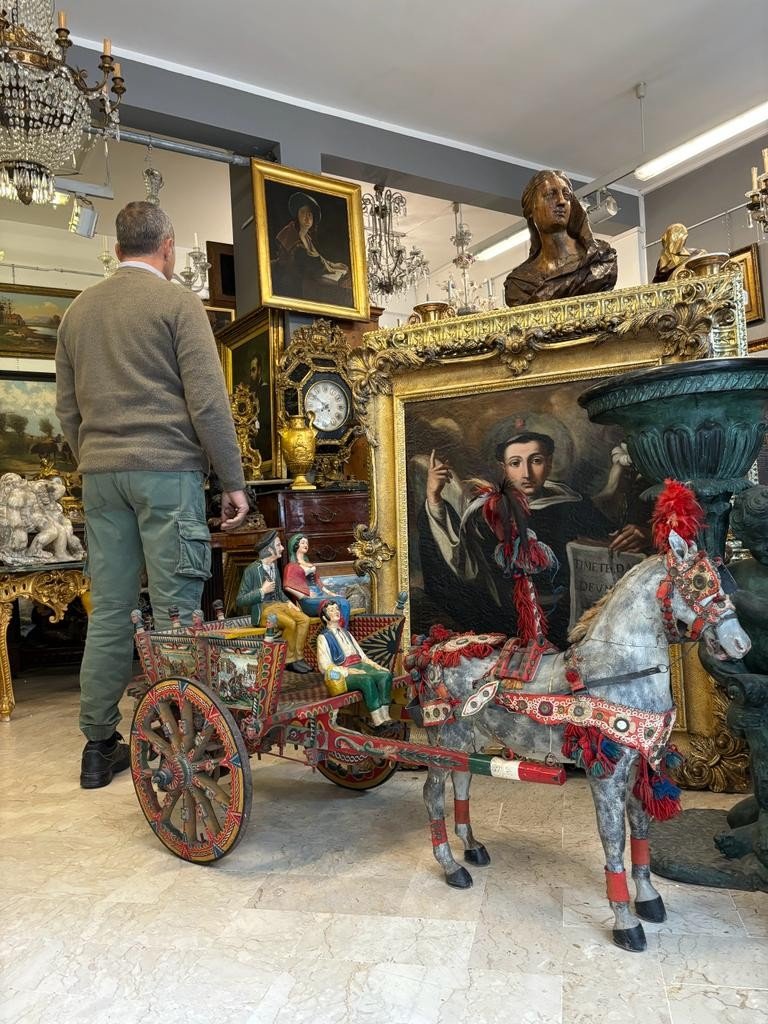 Trapani Craftwork, First Half Of The 20th Century, Sicilian Cart-photo-1
