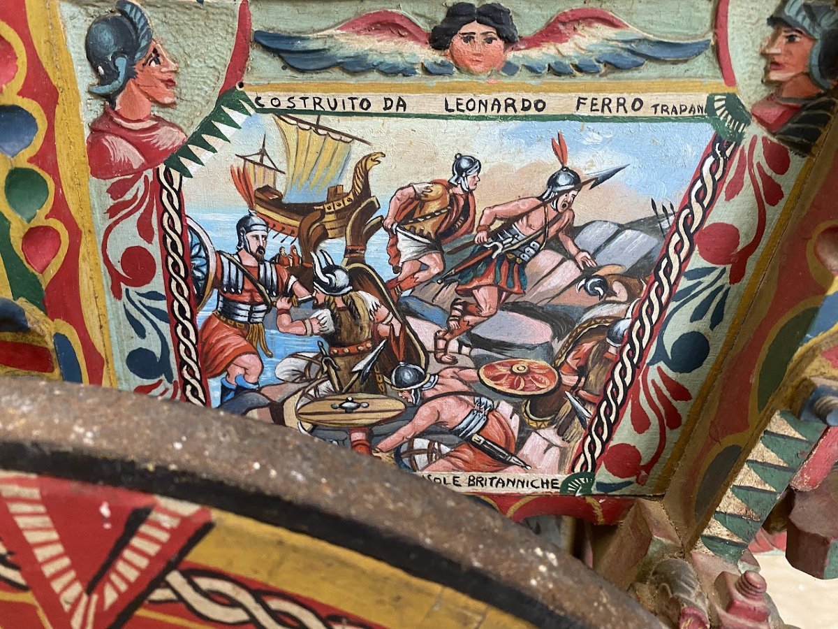 Trapani Craftwork, First Half Of The 20th Century, Sicilian Cart-photo-2