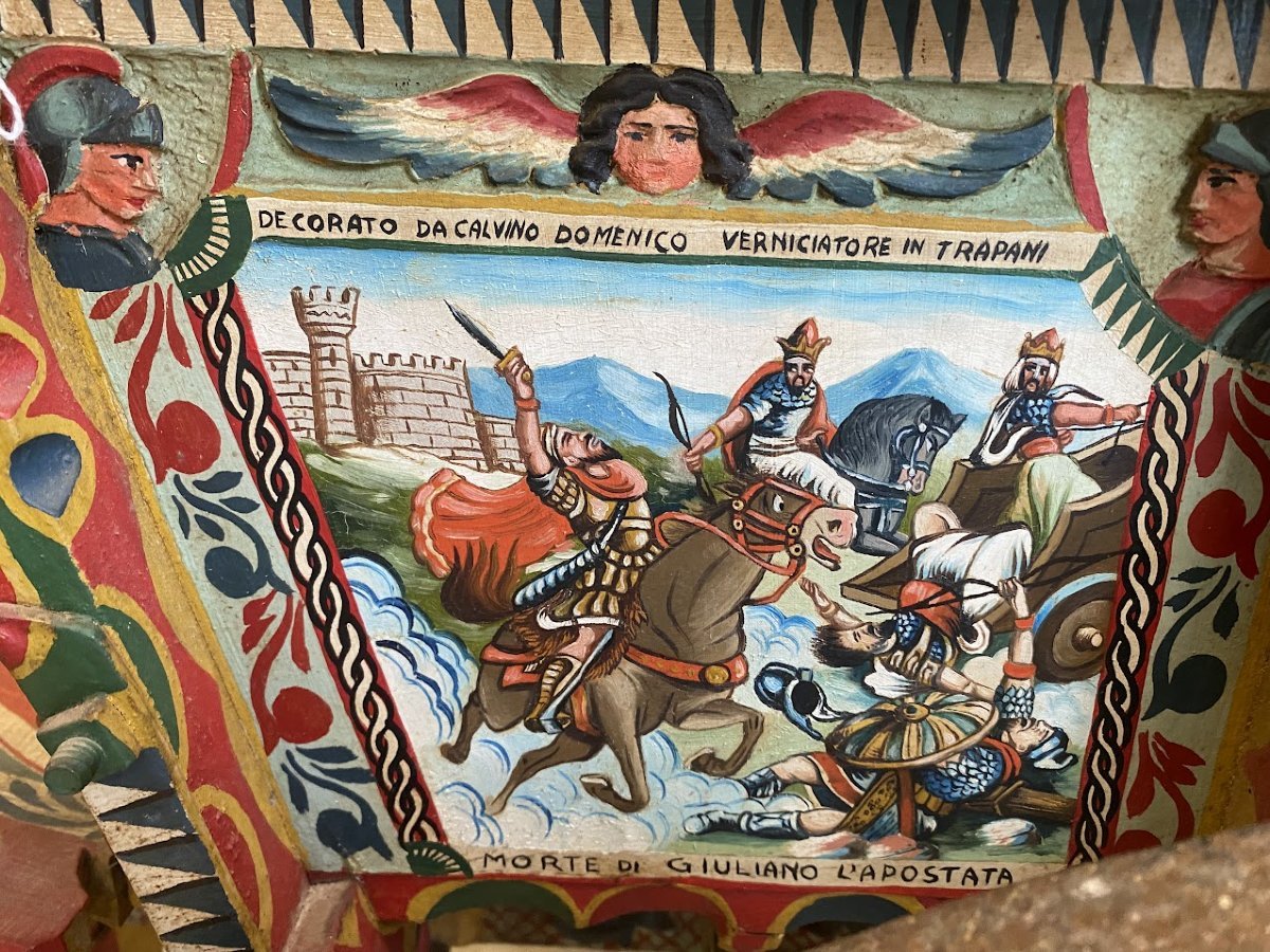 Trapani Craftwork, First Half Of The 20th Century, Sicilian Cart-photo-3