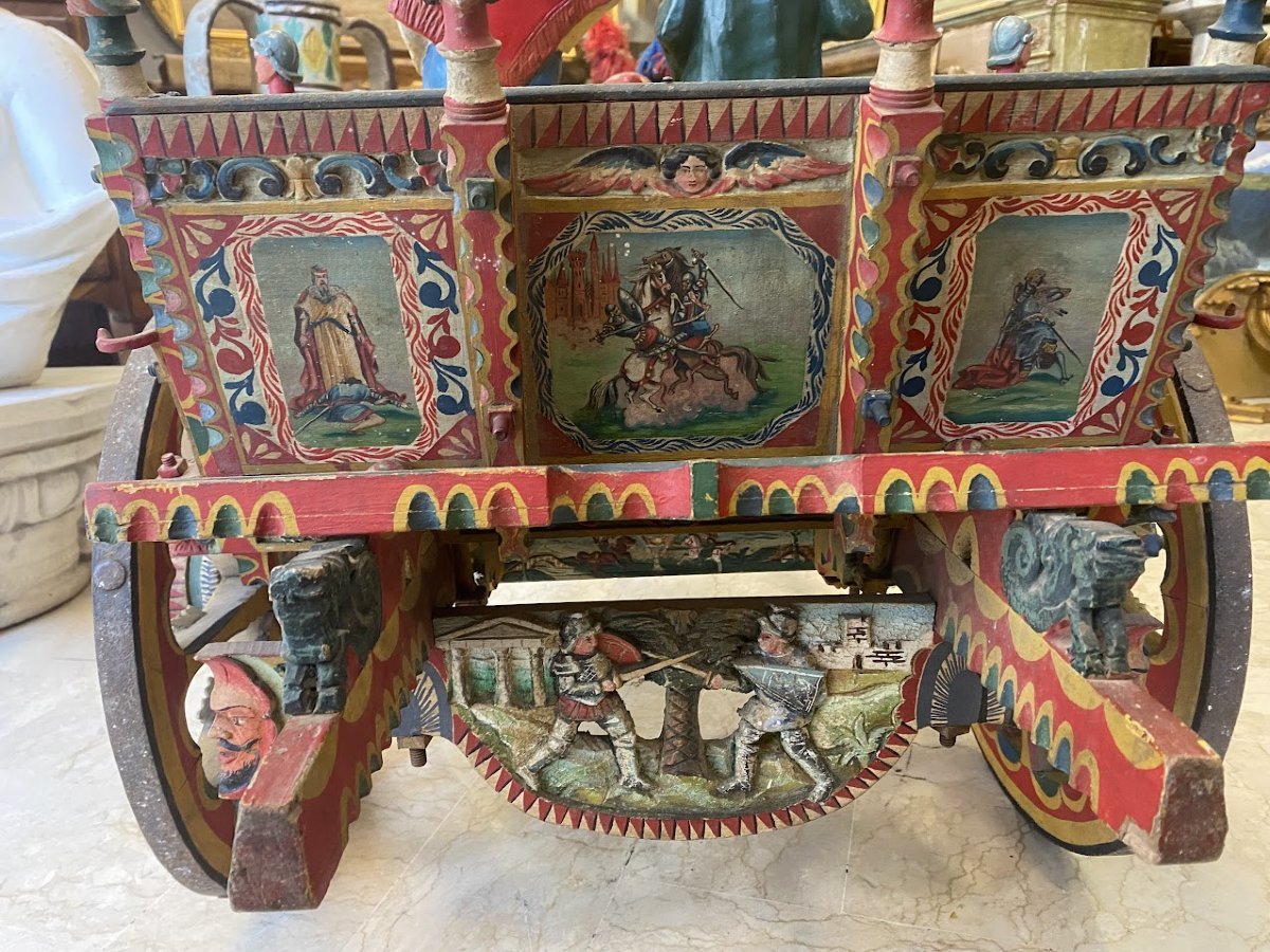 Trapani Craftwork, First Half Of The 20th Century, Sicilian Cart-photo-8