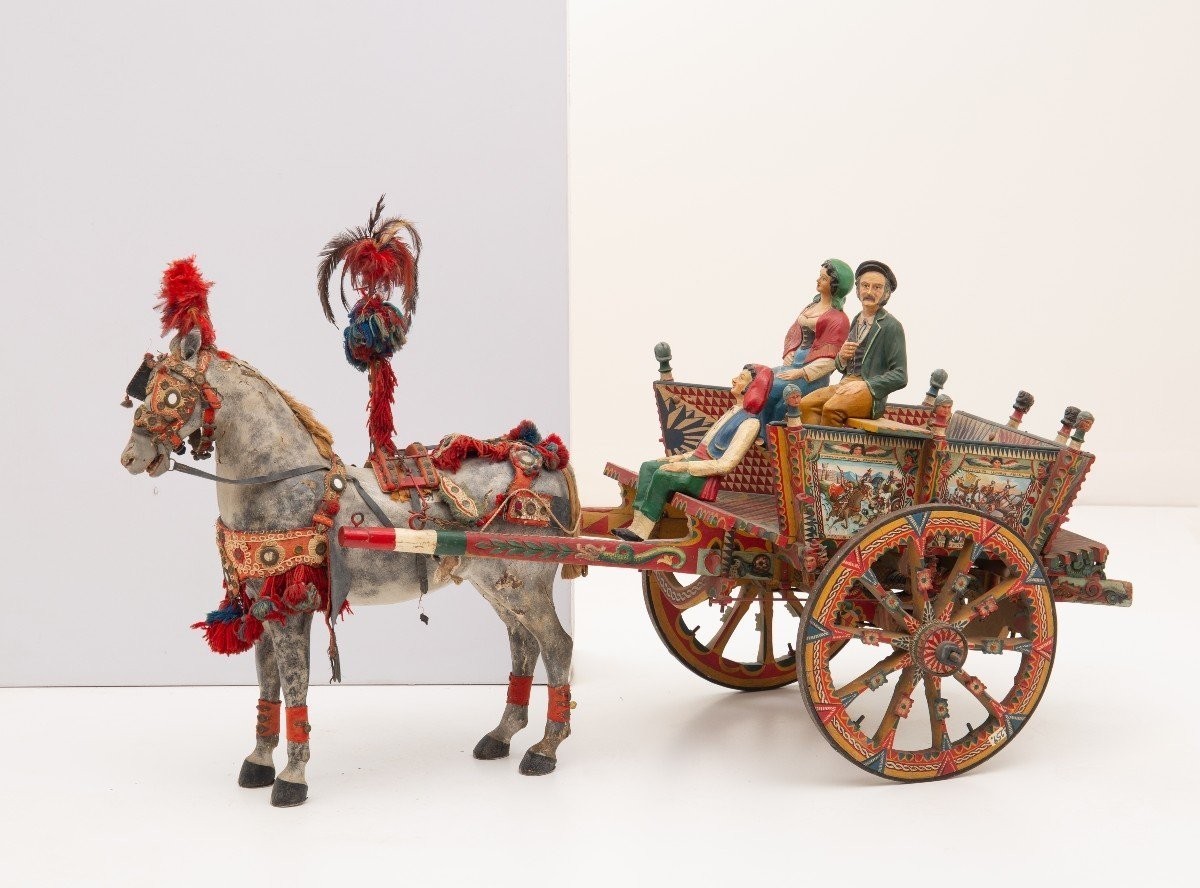 Trapani Craftwork, First Half Of The 20th Century, Sicilian Cart