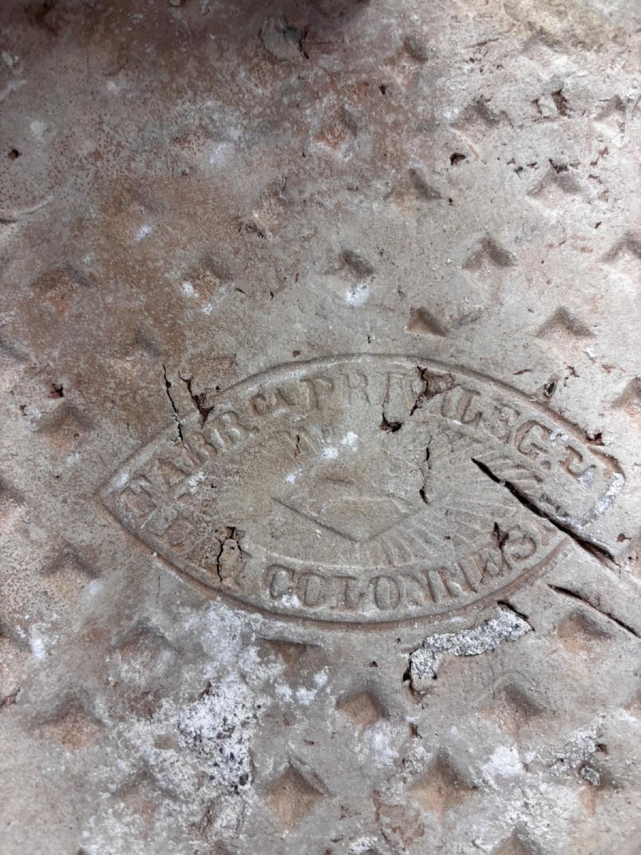 Sol en majolique antique avec rosace centrale – "Fabbrica Privileggiata dei Colonnesi" – ca. 18-photo-4