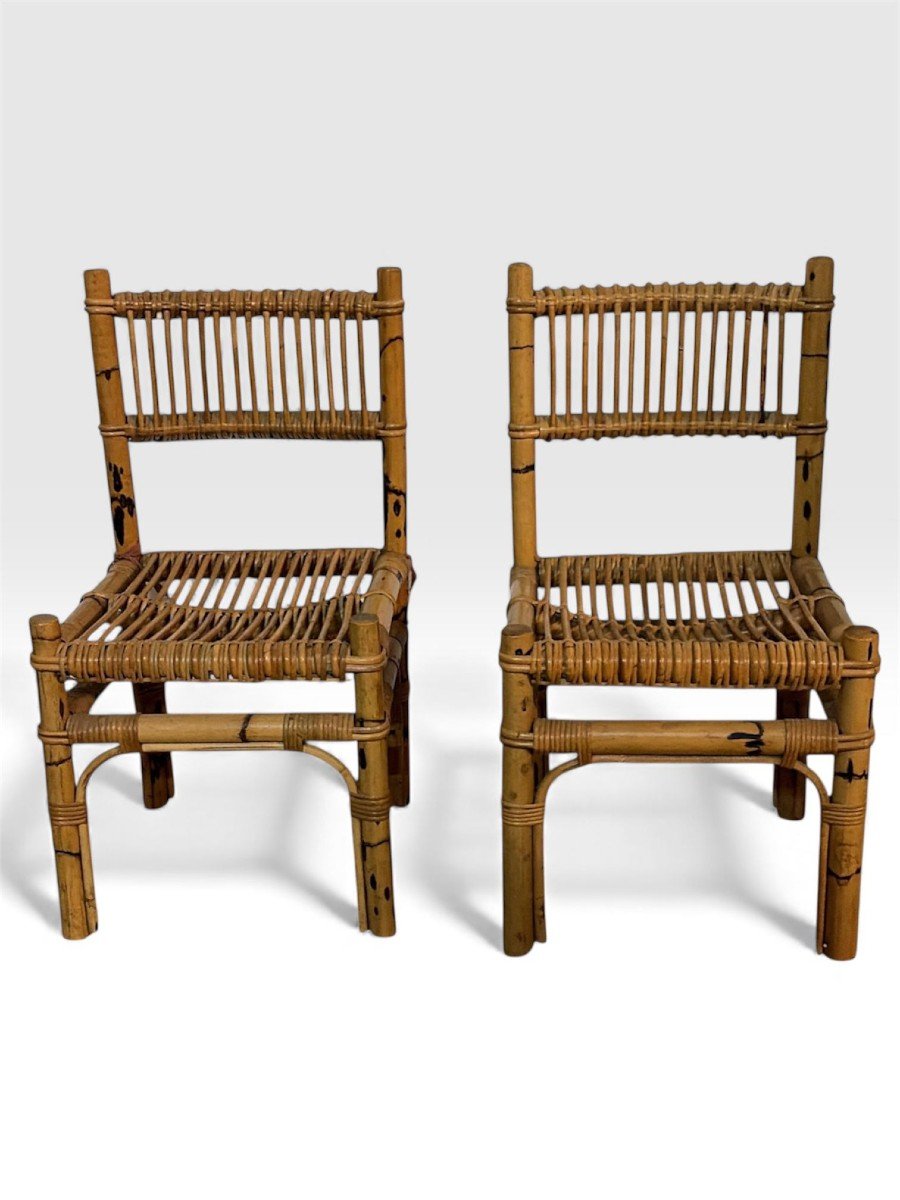 Ensemble de salon en bambou et rotin .Attribué à Franco Albini pour Bonacina, Italie, années 50-photo-4