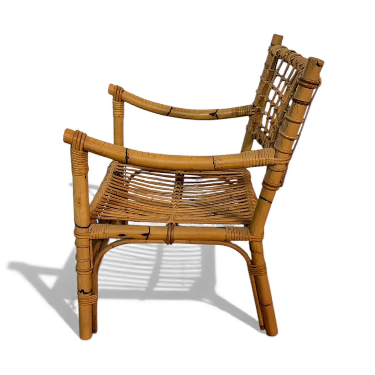 Ensemble de salon en bambou et rotin .Attribué à Franco Albini pour Bonacina, Italie, années 50-photo-6