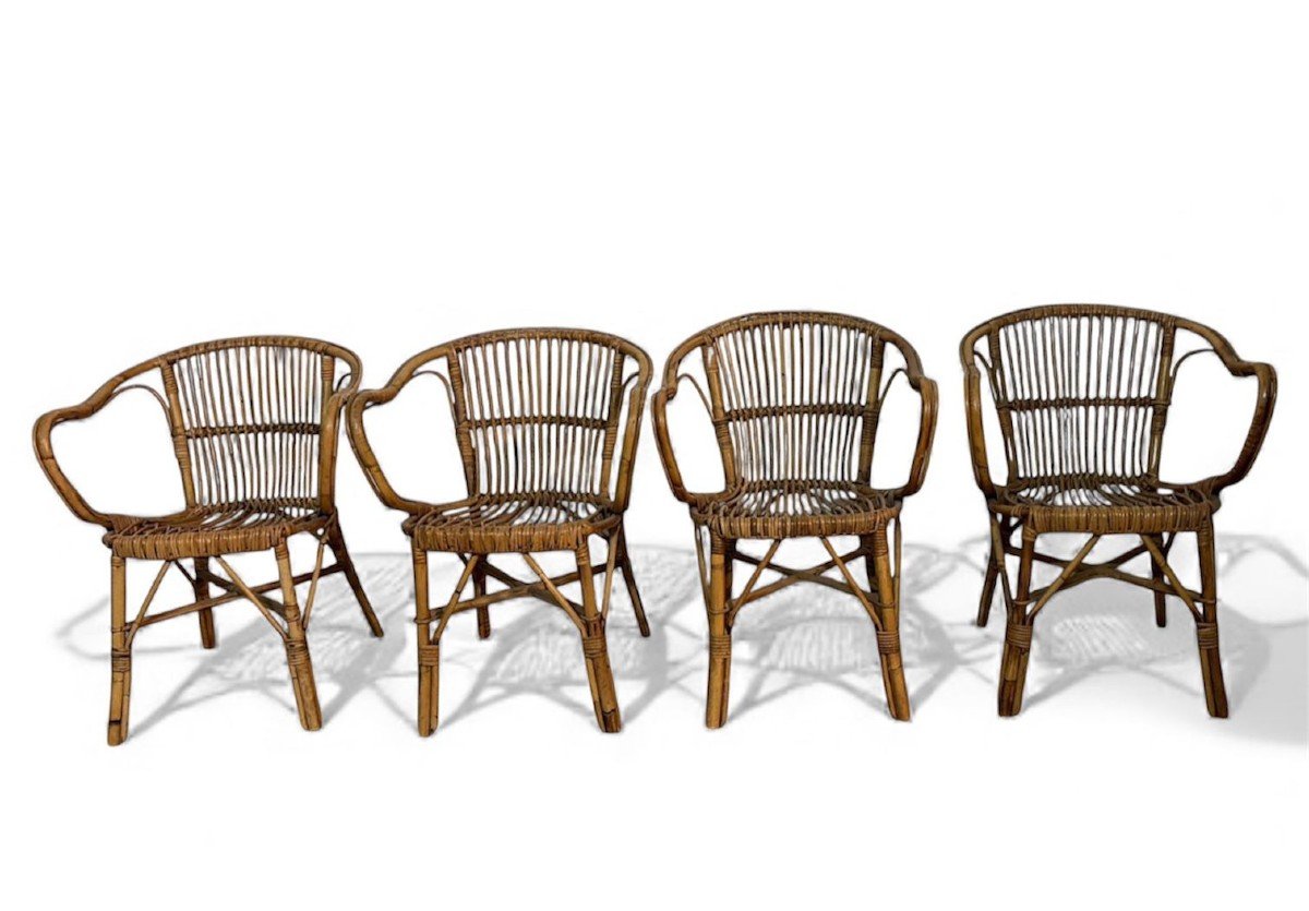 Ensemble de 4 fauteuils de jardin M753 de Gervasoni, Udine, Italie, années 1930-photo-2