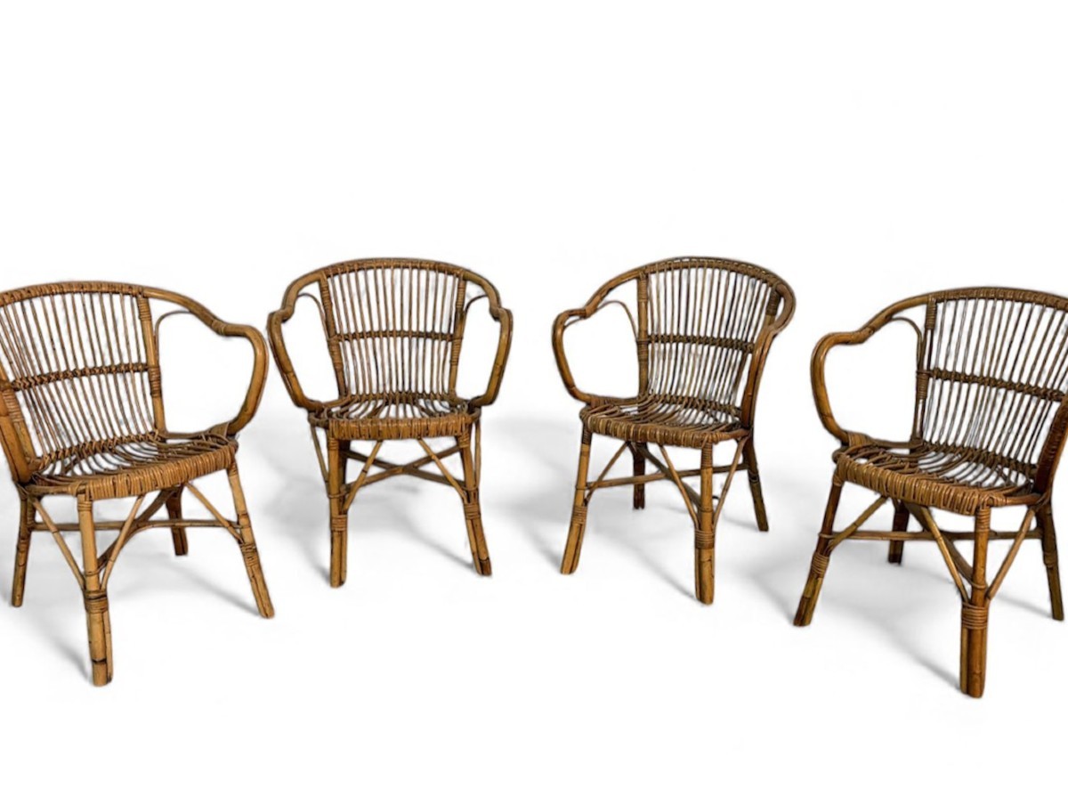 Ensemble de 4 fauteuils de jardin M753 de Gervasoni, Udine, Italie, années 1930