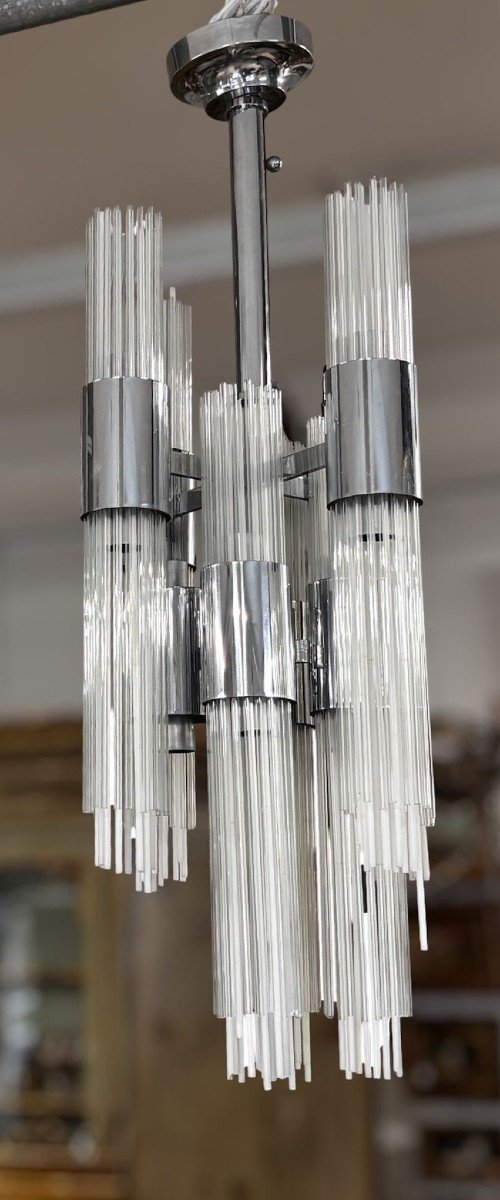 Venini, 12-light Pendant Lamp, Made In Murano, Italy, 1970-photo-3