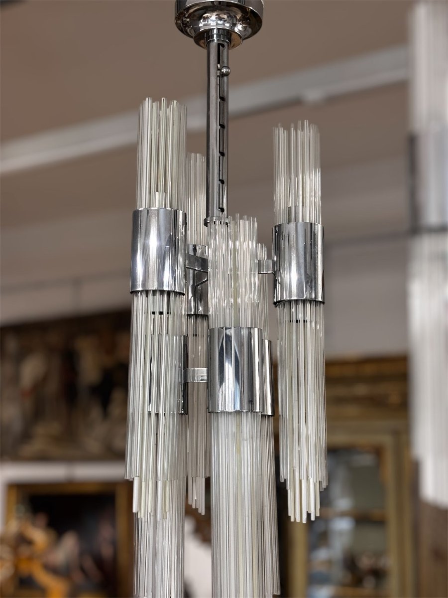 Venini, 12-light Pendant Lamp, Made In Murano, Italy, 1970-photo-4