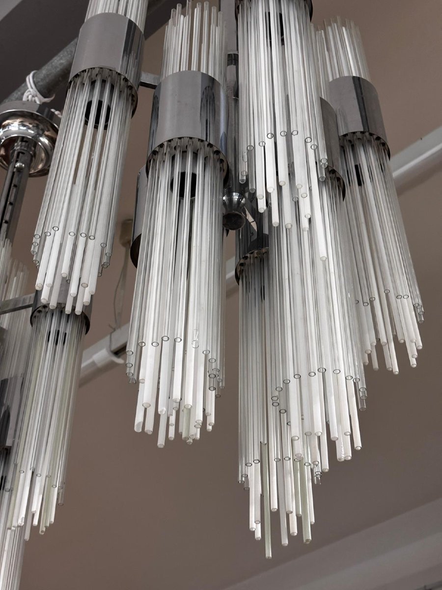 Venini, 12-light Pendant Lamp, Made In Murano, Italy, 1970-photo-2