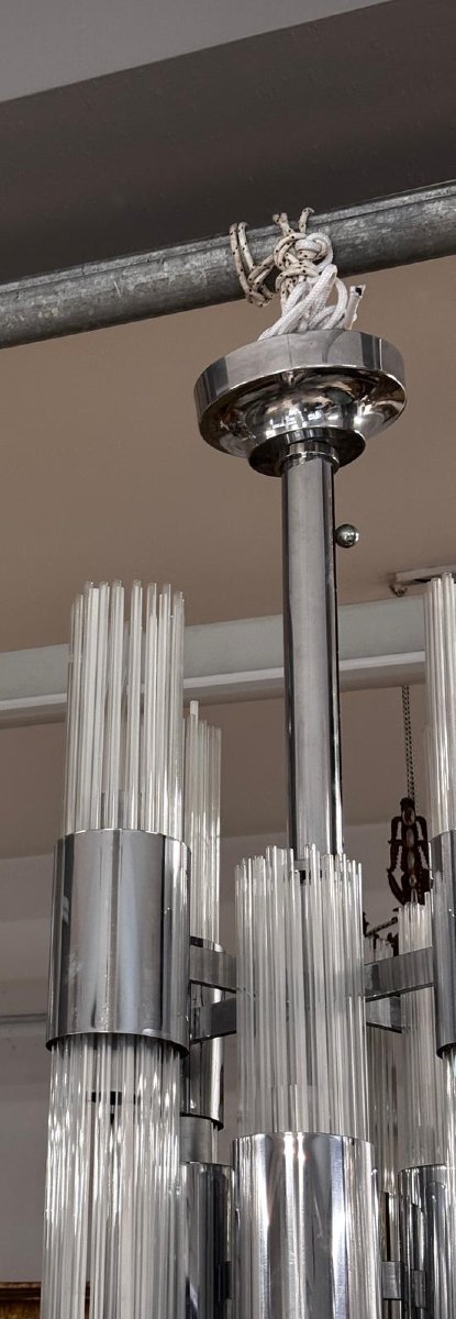 Venini, 12-light Pendant Lamp, Made In Murano, Italy, 1970-photo-3