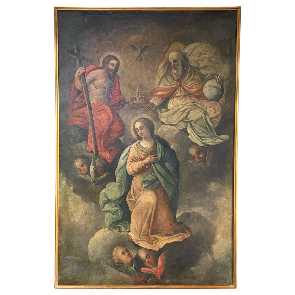 Le Couronnement de la Vierge  École sicilienne, XVIIIe siècle Huile sur toile-photo-2