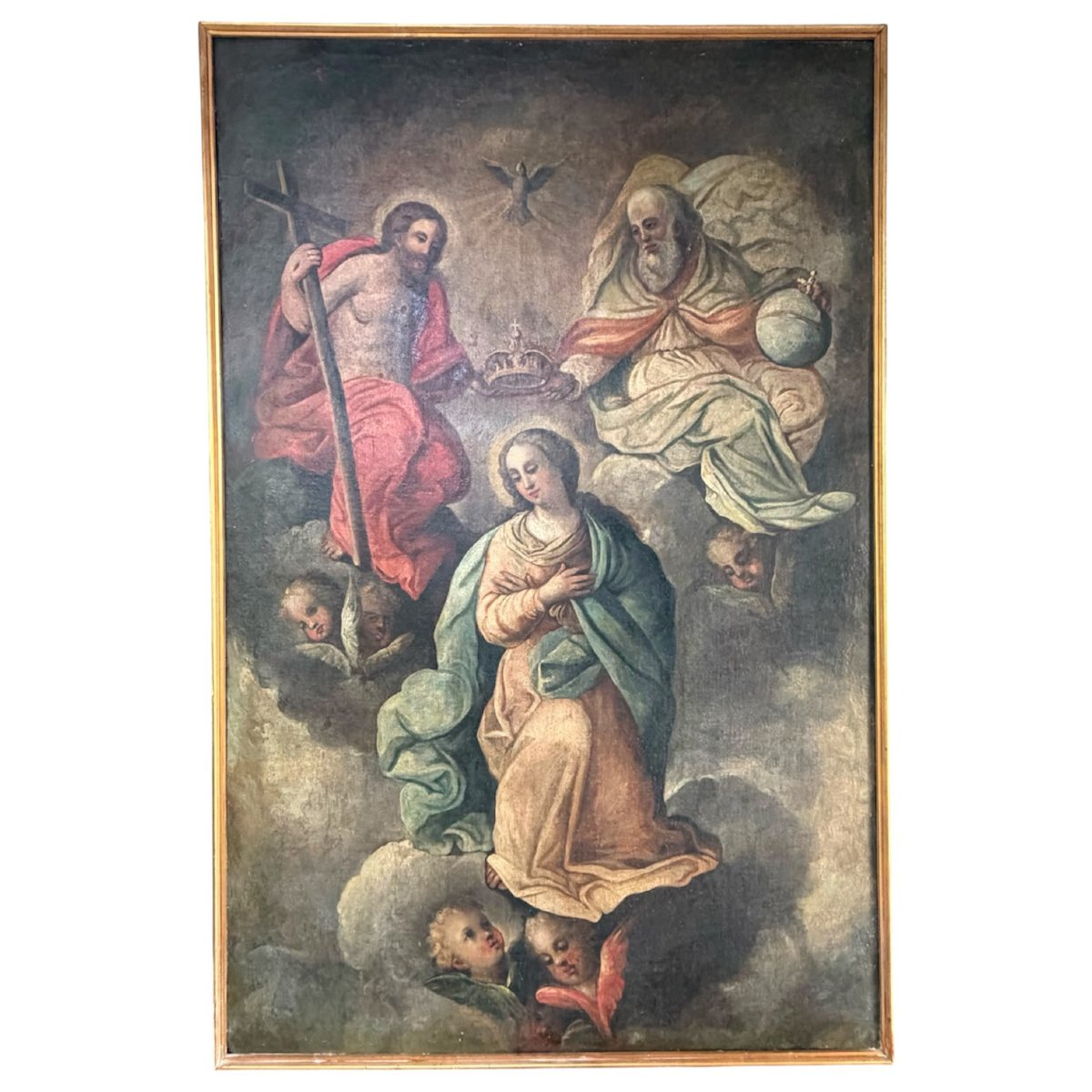 Le Couronnement de la Vierge  École sicilienne, XVIIIe siècle Huile sur toile