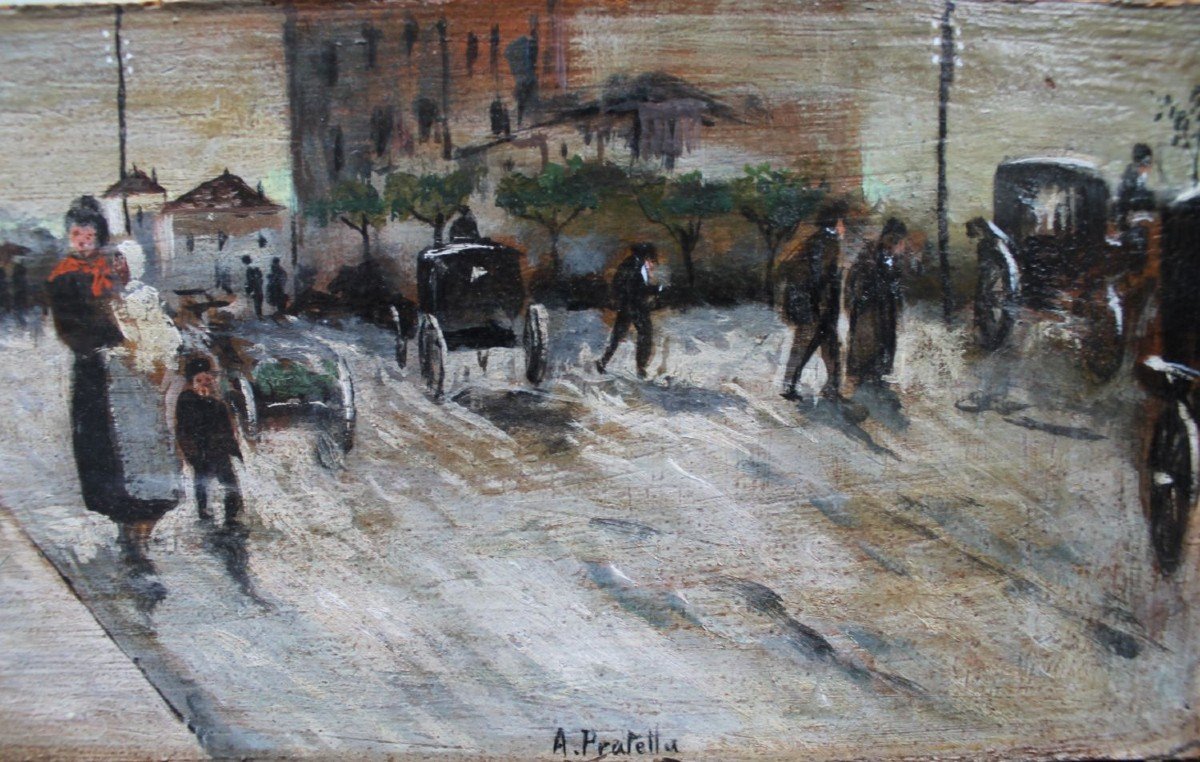 Attilio Pratella (1856 Lugo 1949 Napoli) Huile sur panneau-photo-3