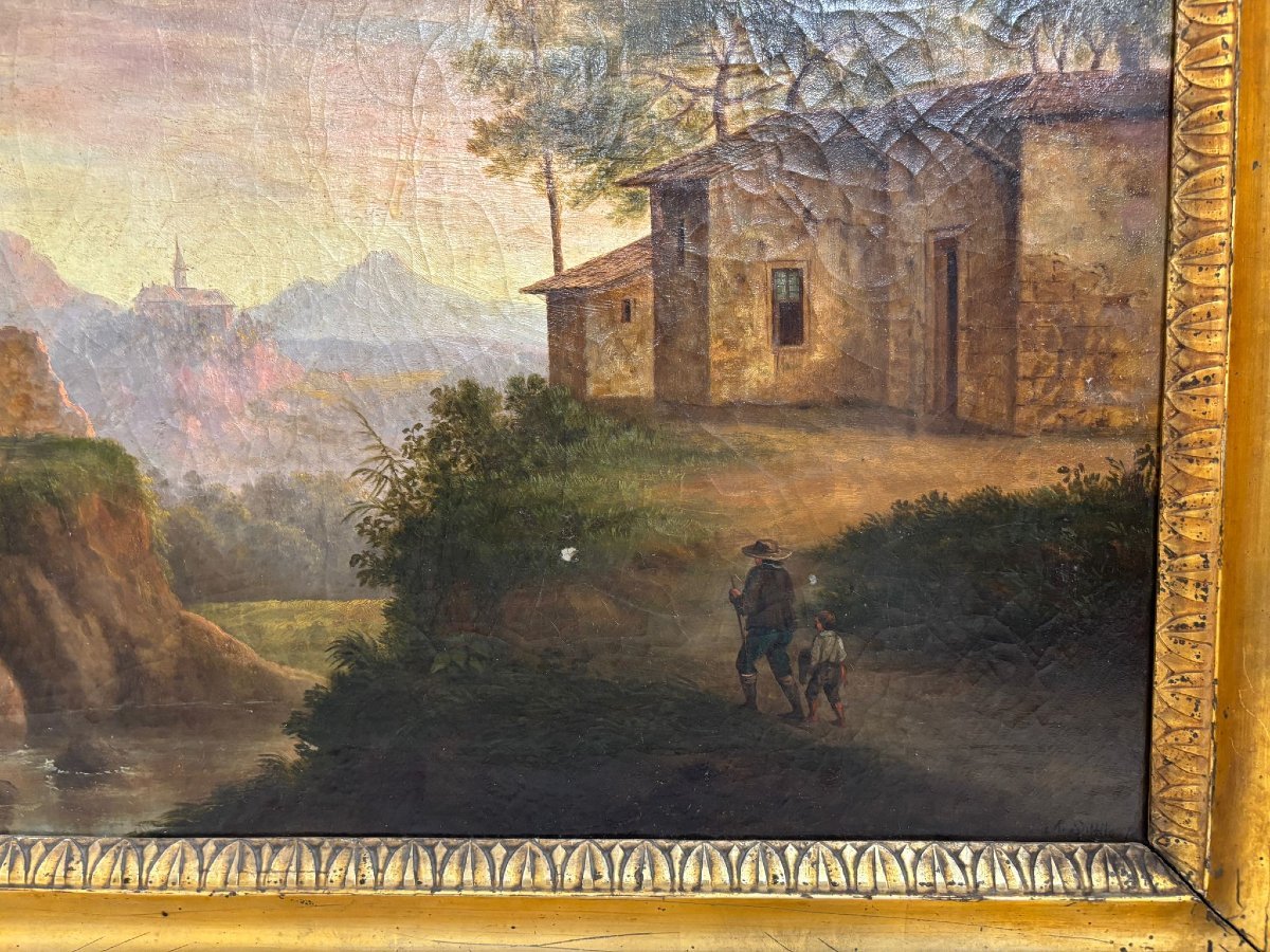 Andrea Sottile  (termini Imerese 1802 – Palermo 1856)  Mountain Landscape With Travelers -photo-4