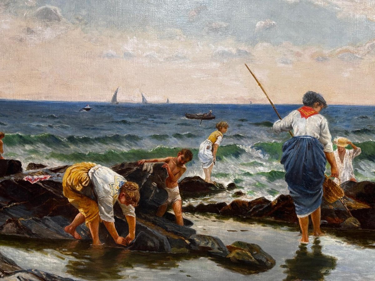 Scena costiera con figure – Raccolta di frutti di mare-photo-2
