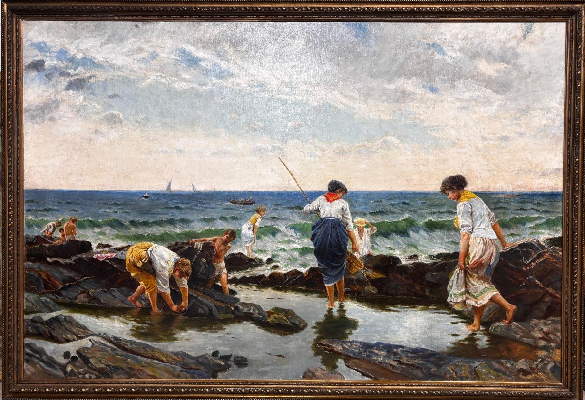 Scena costiera con figure – Raccolta di frutti di mare