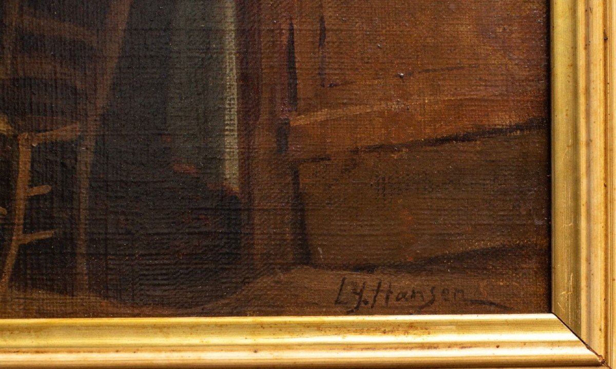 Intérieur rustique avec grande cheminée – Lambertus Johannes Hansen (1803-1859)-photo-4