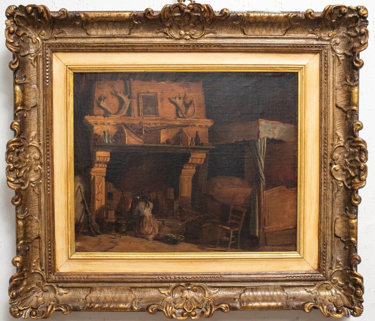 Intérieur rustique avec grande cheminée – Lambertus Johannes Hansen (1803-1859)