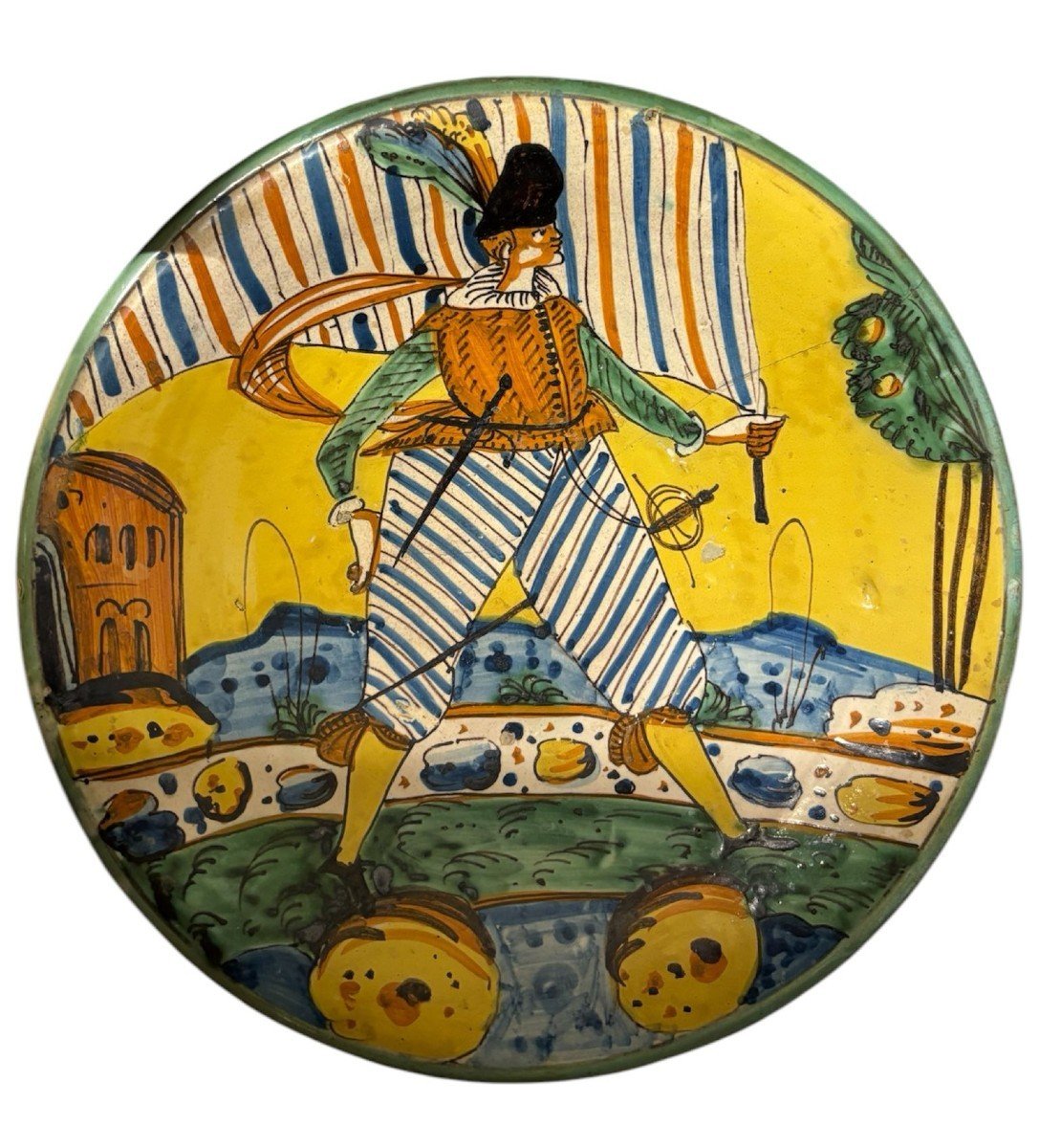 Large Italian Majolica Plate From Montelupo, 17th Century (circa 1620–1640)