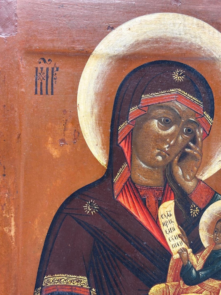 Icône russe de la Mère de Dieu « Éléuse » – XIXe siècle-photo-2