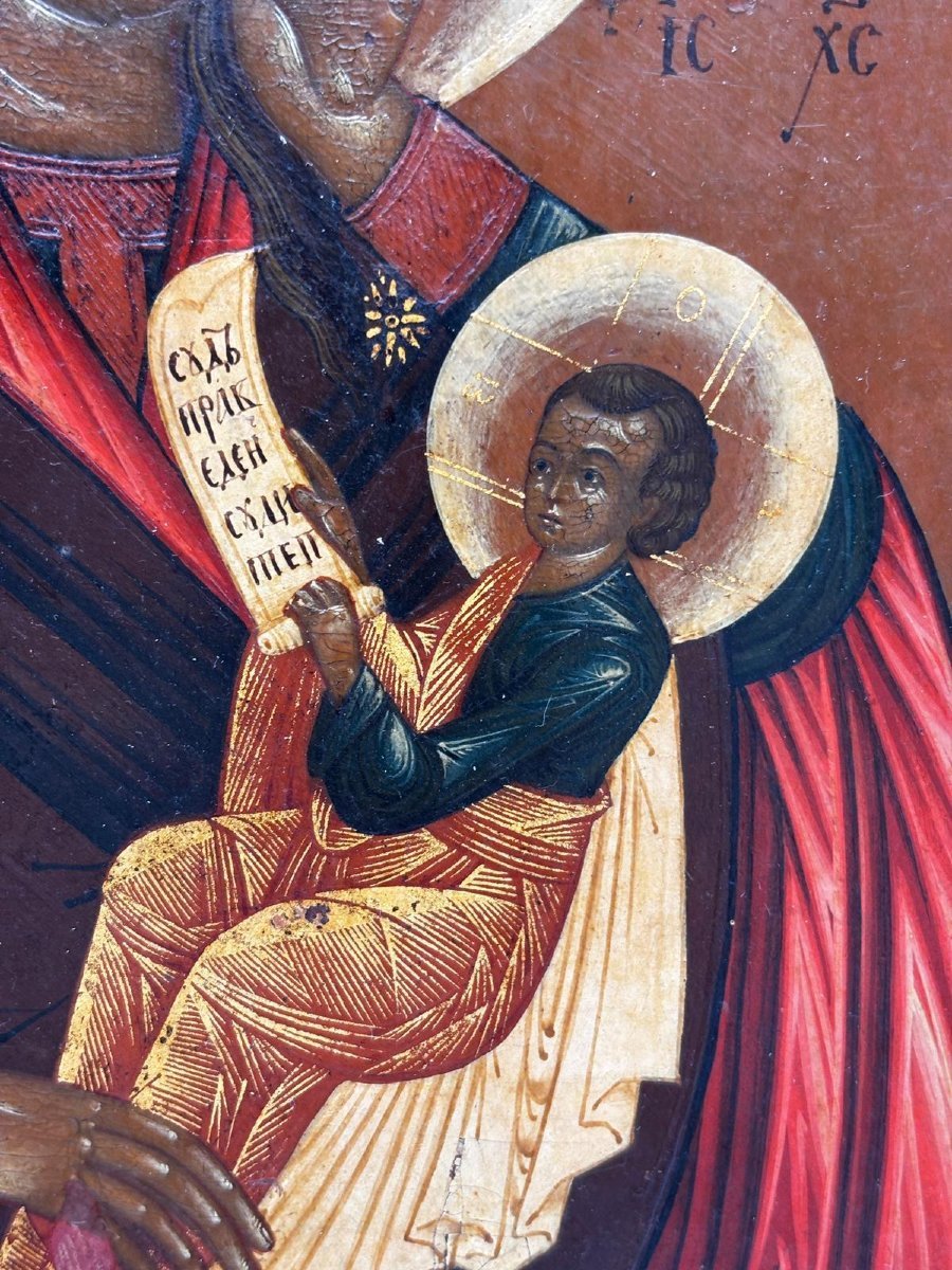 Icône russe de la Mère de Dieu « Éléuse » – XIXe siècle-photo-3