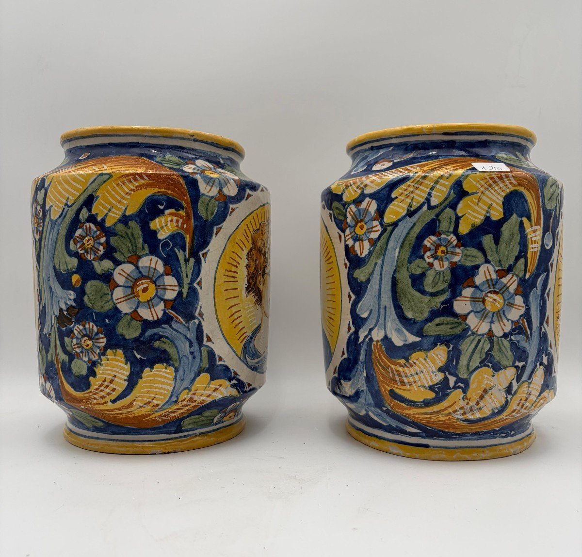 Paire De Cylindres « Caltagirone» XVIIIe Siècle-photo-1