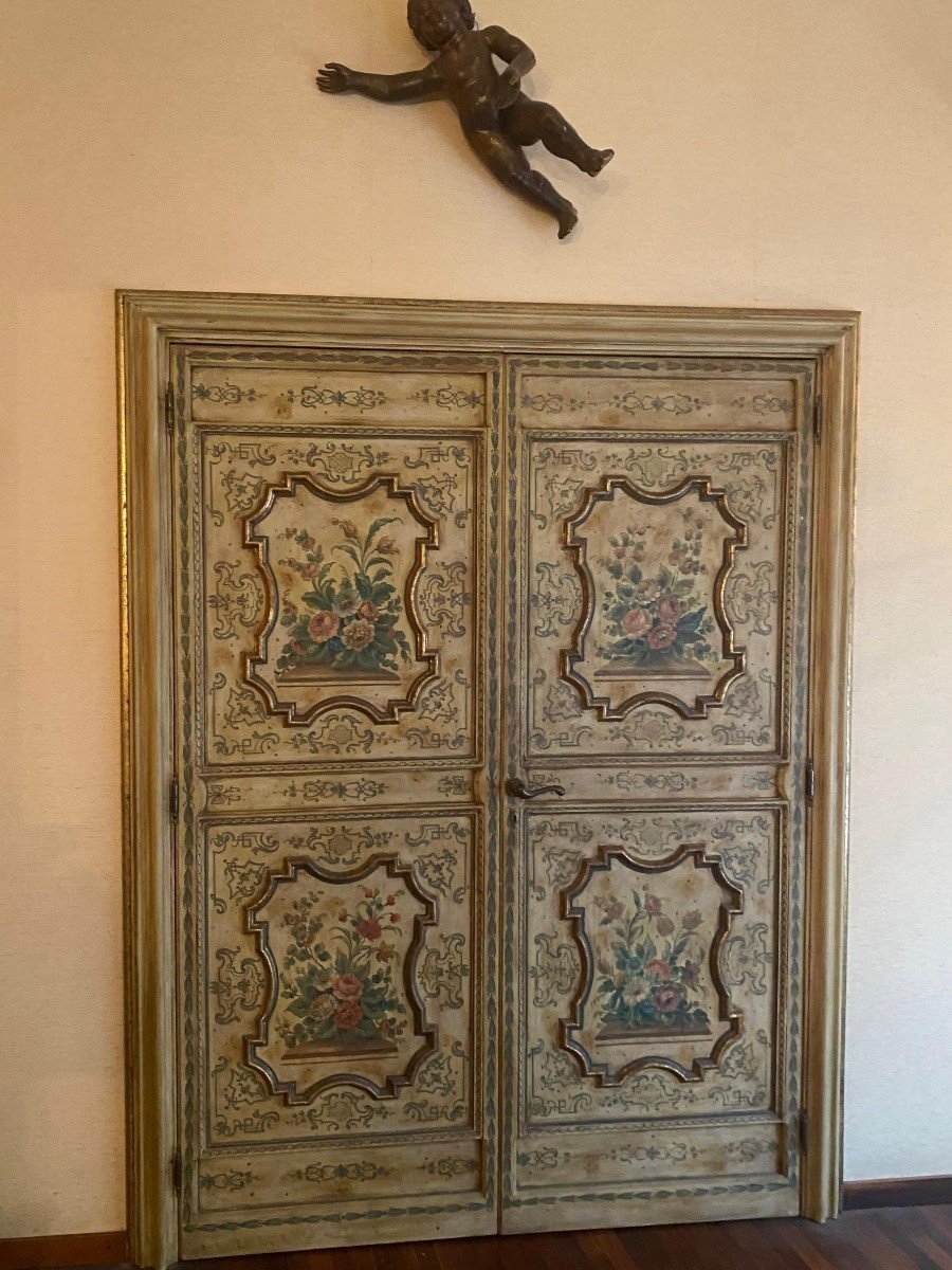  Pair Of Painted Louis XV-style Doors, Sicily-photo-2