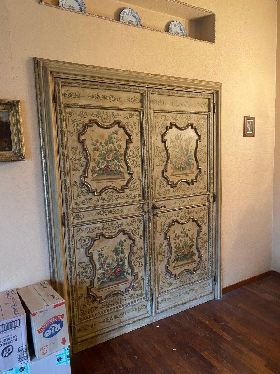  Pair Of Painted Louis XV-style Doors, Sicily-photo-3