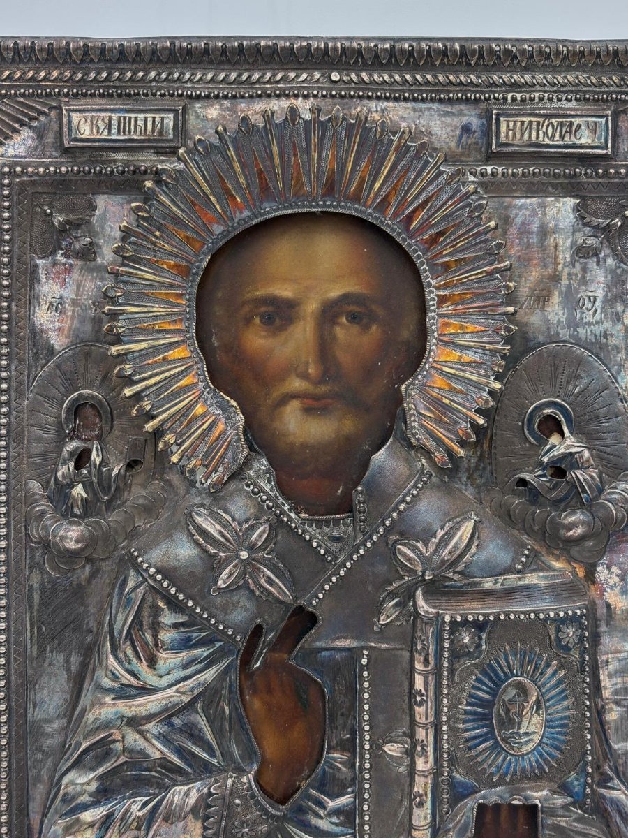 Russian Icon Of St. Nicholas With A Silver Frame – Russia, 1810-photo-2