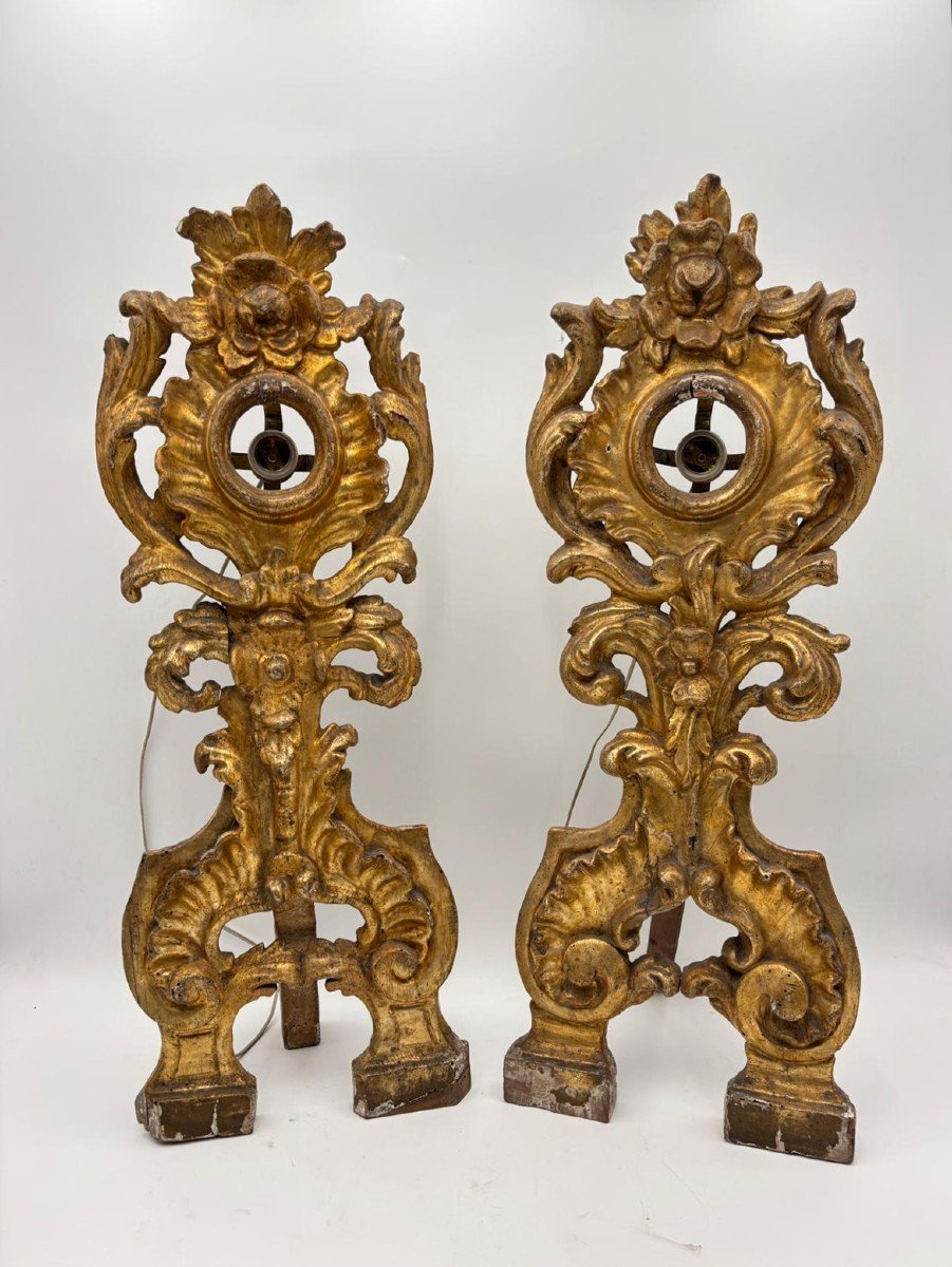 Pair Of 18th-century Carved And Gilded Wooden Reliquaries