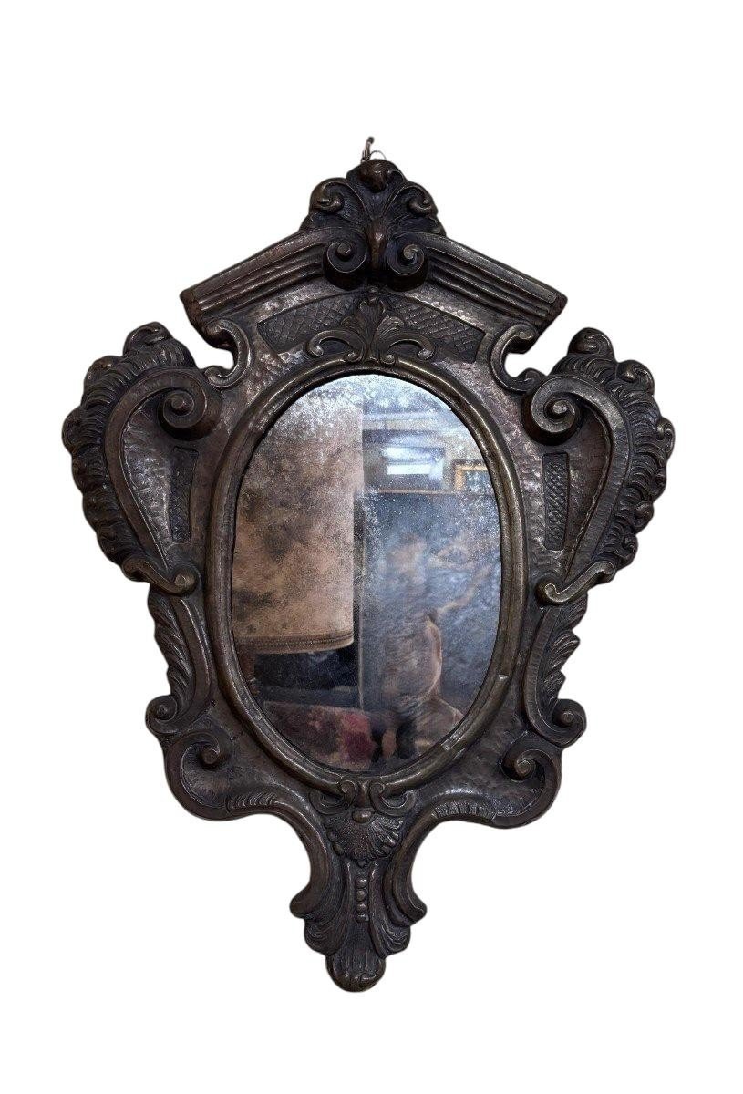 Pair Of Silver-plated Metal Mirrors, Louis XV Style-photo-3