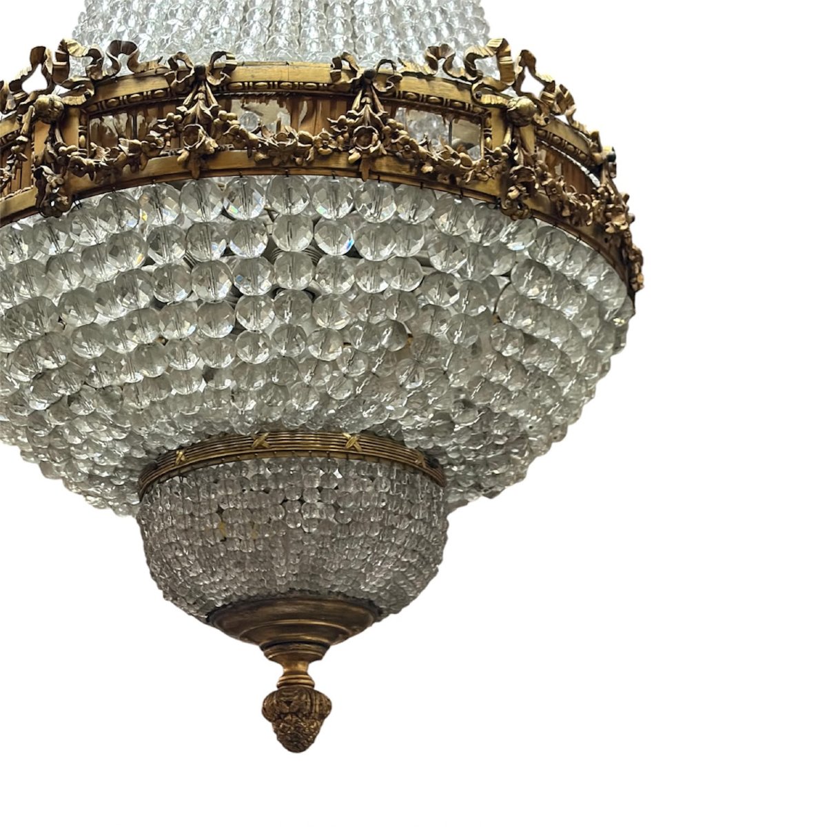 Lustre en bronze doré et cristal en forme de montgolfière – France, milieu du XIXe siècle-photo-4